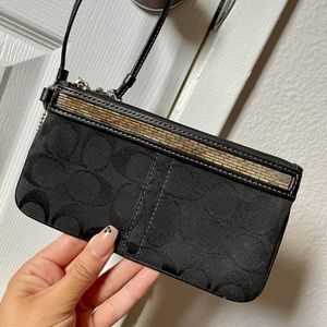 Coach Signature Wristlet - Black with Beads